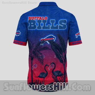 Buffalo Bills Red Blue Flamingo Palm Print Casual Shirt for Summer Tailgates