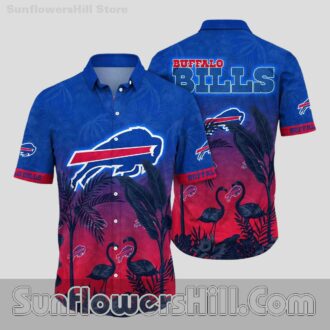 Buffalo Bills Red Blue Flamingo Palm Print Casual Shirt for Summer Tailgates