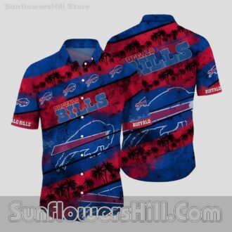Buffalo Bills Red Navy Coconut Tree Hawaiian Shirt for Beach Loving Fans