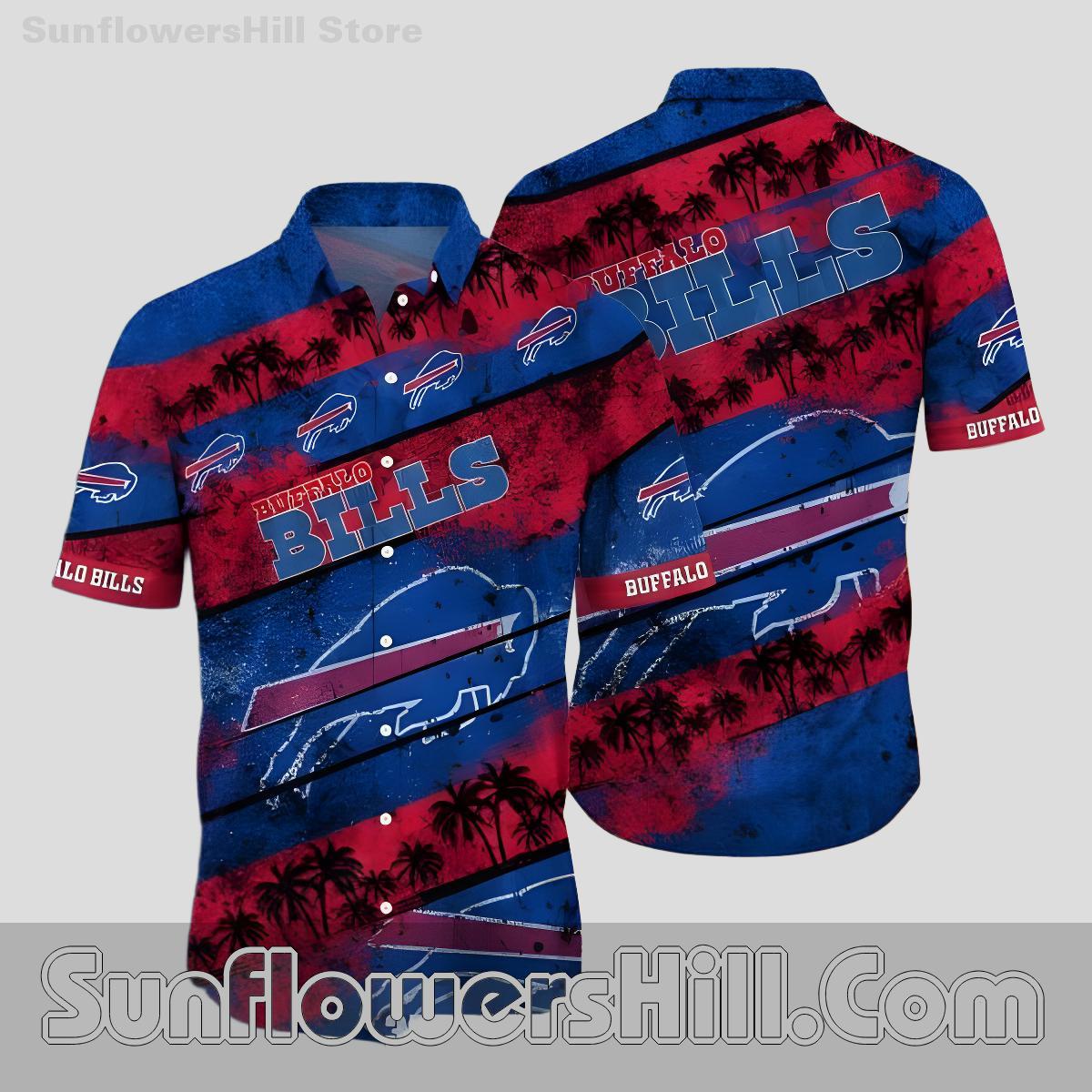 Buffalo Bills Red Navy Coconut Tree Hawaiian Shirt for Beach Loving Fans