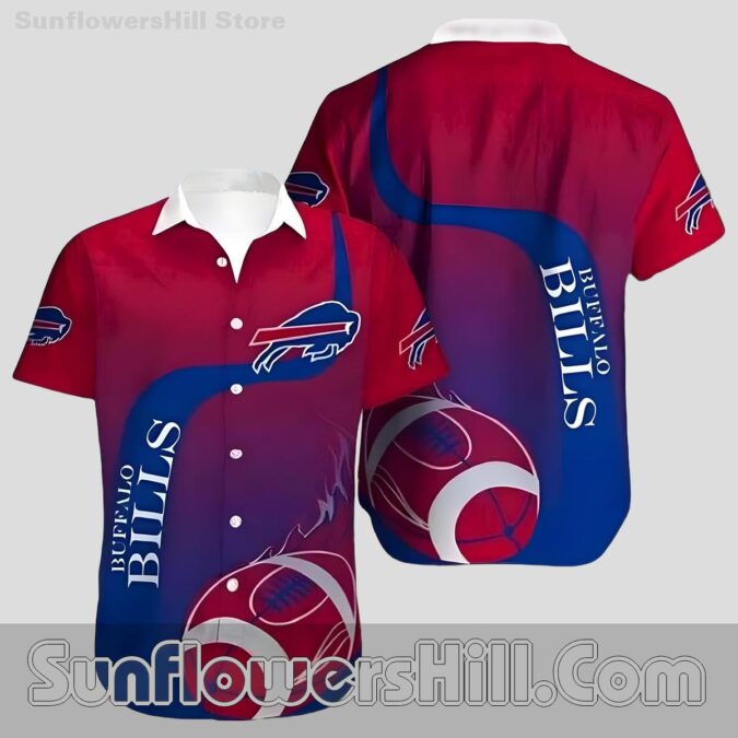 Buffalo Bills Rugby Fire Graphic Button Up Shirt for Football Fans
