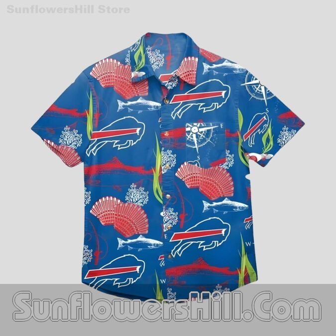 Buffalo Bills Scallop Shell Short Sleeve Shirt for Pool Parties