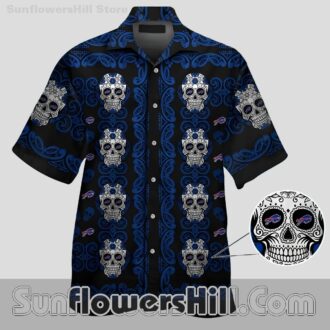 Buffalo Bills Shadow Skull Button Up Shirt for Football Lovers