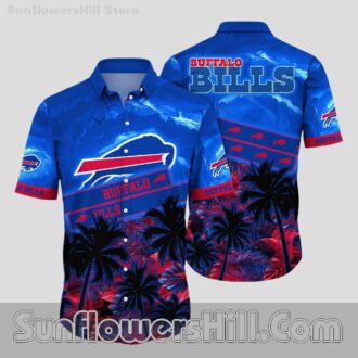 Buffalo Bills Sky Blue Tropical Button Up Shirt for Backyard BBQs and Casual Fans
