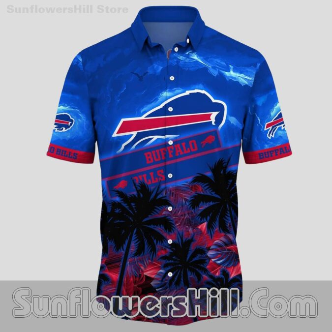 Buffalo Bills Sky Blue Tropical Button Up Shirt for Backyard BBQs and Casual Fans