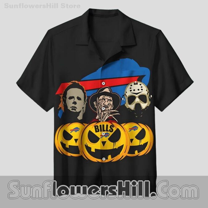 Buffalo Bills Spooky Pumpkin Night Shirt for Game Day Costume Parties
