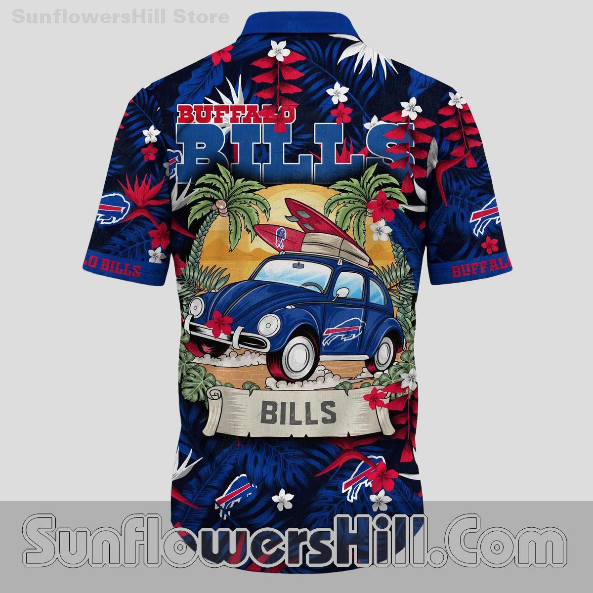 Buffalo Bills Surf Car Aloha Shirt for Beach Weekends and Backyard Chillouts