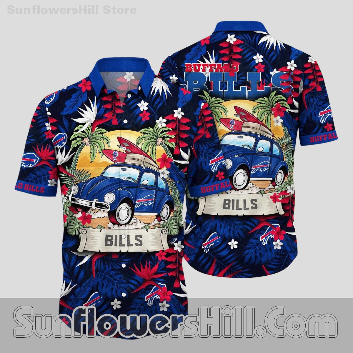 Buffalo Bills Surf Car Aloha Shirt for Beach Weekends and Backyard Chillouts