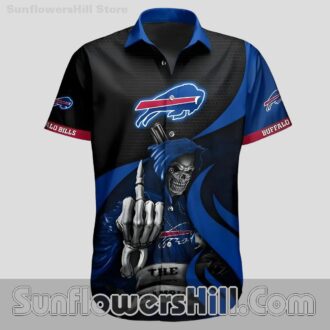 Buffalo Bills Tribal Skull Black and Blue Casual Shirt for Game Day Fans