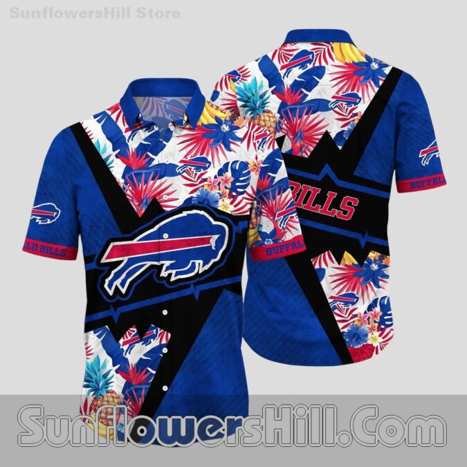 Buffalo Bills Vibrant Floral Short Sleeve Shirt for Backyard BBQs
