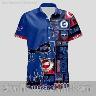 Buffalo Bills White Helmet Button Up Shirt for Football Dads