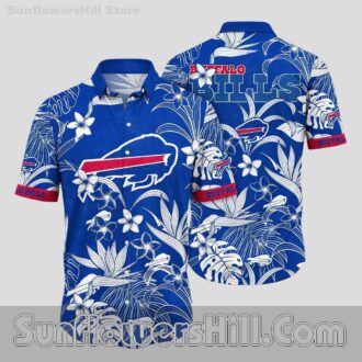 Buffalo Bills White Tropical Plumeria Button Up Shirt for Summer Tailgates