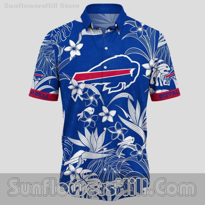 Buffalo Bills White Tropical Plumeria Button Up Shirt for Summer Tailgates