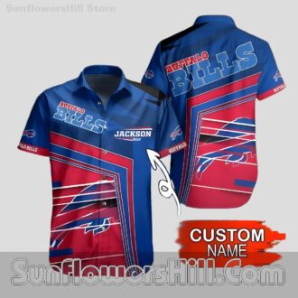 Custom Name Buffalo Bills Blue Stripe Casual Shirt for Summer Tailgates