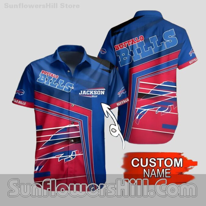 Custom Name Buffalo Bills Blue Stripe Casual Shirt for Summer Tailgates
