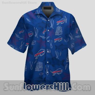 Exclusive Buffalo Bills Short Sleeve Tropical Hawaiian Button Up Shirt