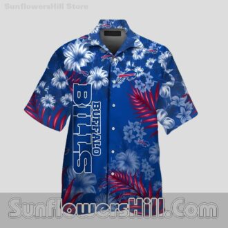 Retro Buffalo Bills Navy White Floral Casual Shirt for Summer Vacation 2025