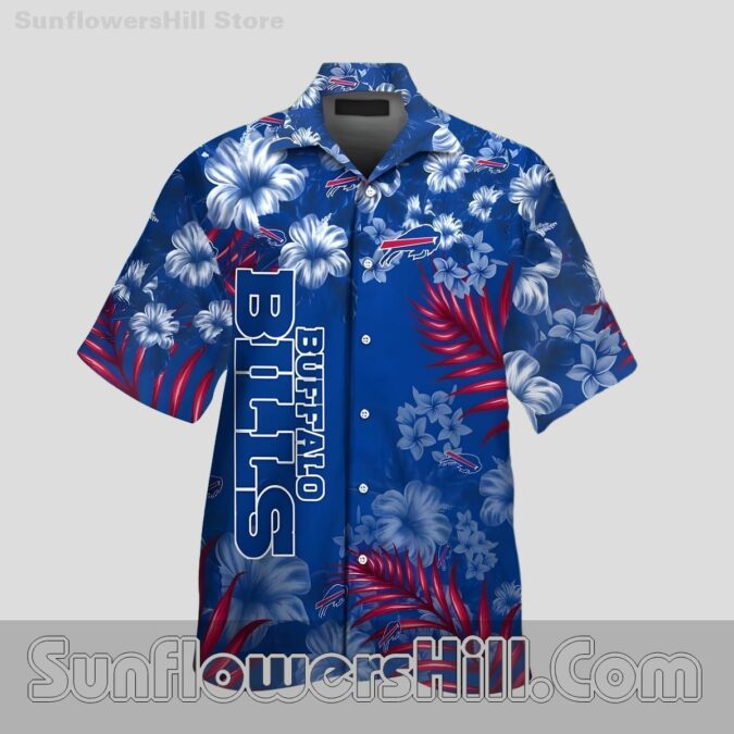 Retro Buffalo Bills Navy White Floral Casual Shirt for Summer Vacation 2025