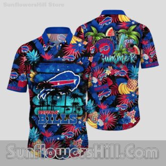 Trendy Buffalo Bills Tropical Fruit Button Down Shirt for Summer Fans