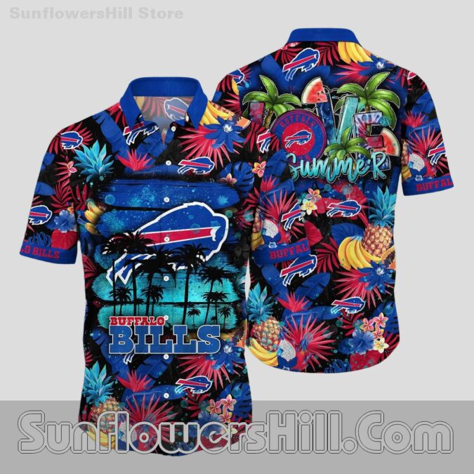 Trendy Buffalo Bills Tropical Fruit Button Down Shirt for Summer Fans