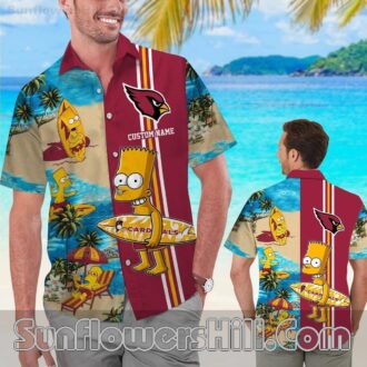 Arizona Cardinals Bart Simpsons Surfing Vibe Unisex Shirt for Fun Loving Fans