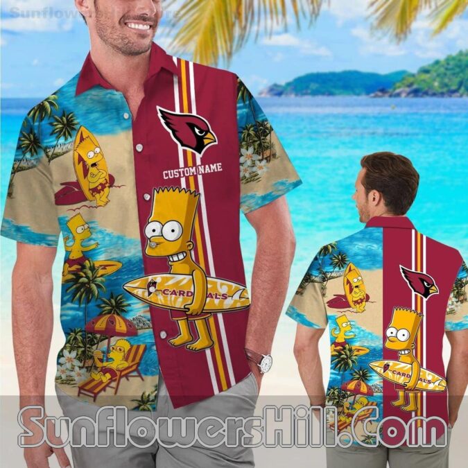 Arizona Cardinals Bart Simpsons Surfing Vibe Unisex Shirt for Fun Loving Fans
