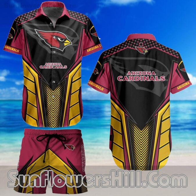 Arizona Cardinals Black Gold Bold Armor Style Hawaiian Shirt for NFL Fans