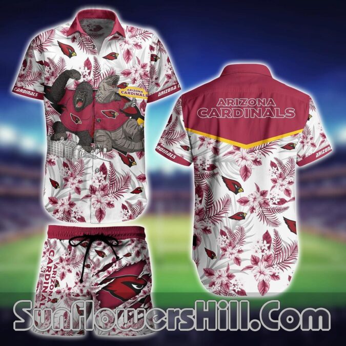Arizona Cardinals Cartoon King Kong Shirt Set for Summer Fans