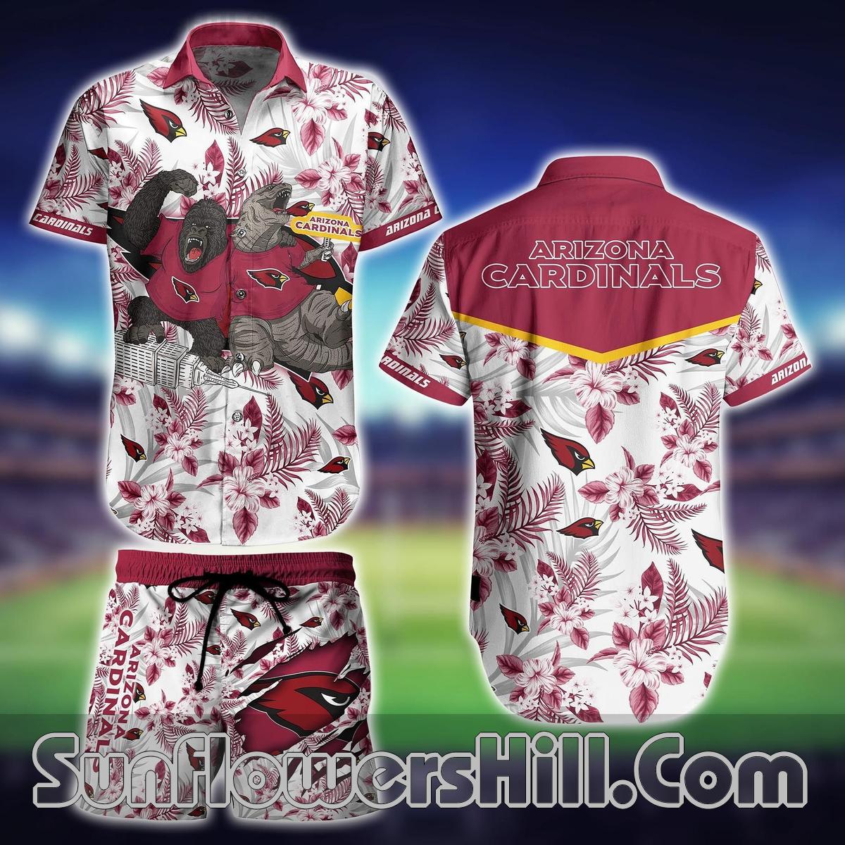 Arizona Cardinals Cartoon King Kong Shirt Set for Summer Fans