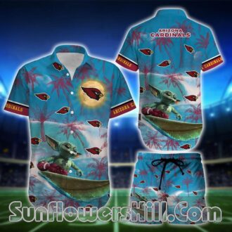 Arizona Cardinals Surfing Grogu Casual Shirt for Summer BBQs