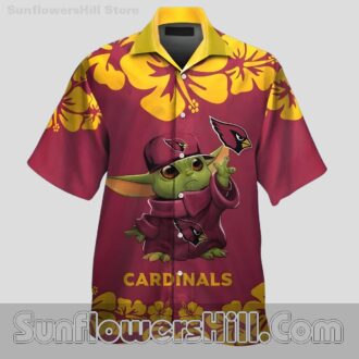 Arizona Cardinals Aloha Shirt with Baby Yoda for BBQ and Beach