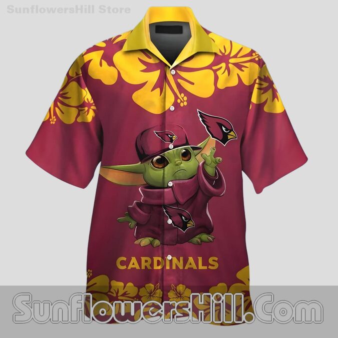 Arizona Cardinals Aloha Shirt with Baby Yoda for BBQ and Beach