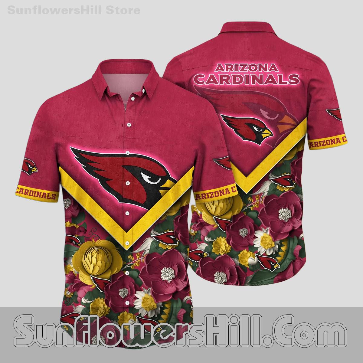 Arizona Cardinals Bloom Print Relaxed Fit Shirt for Super Bowl Watch Parties