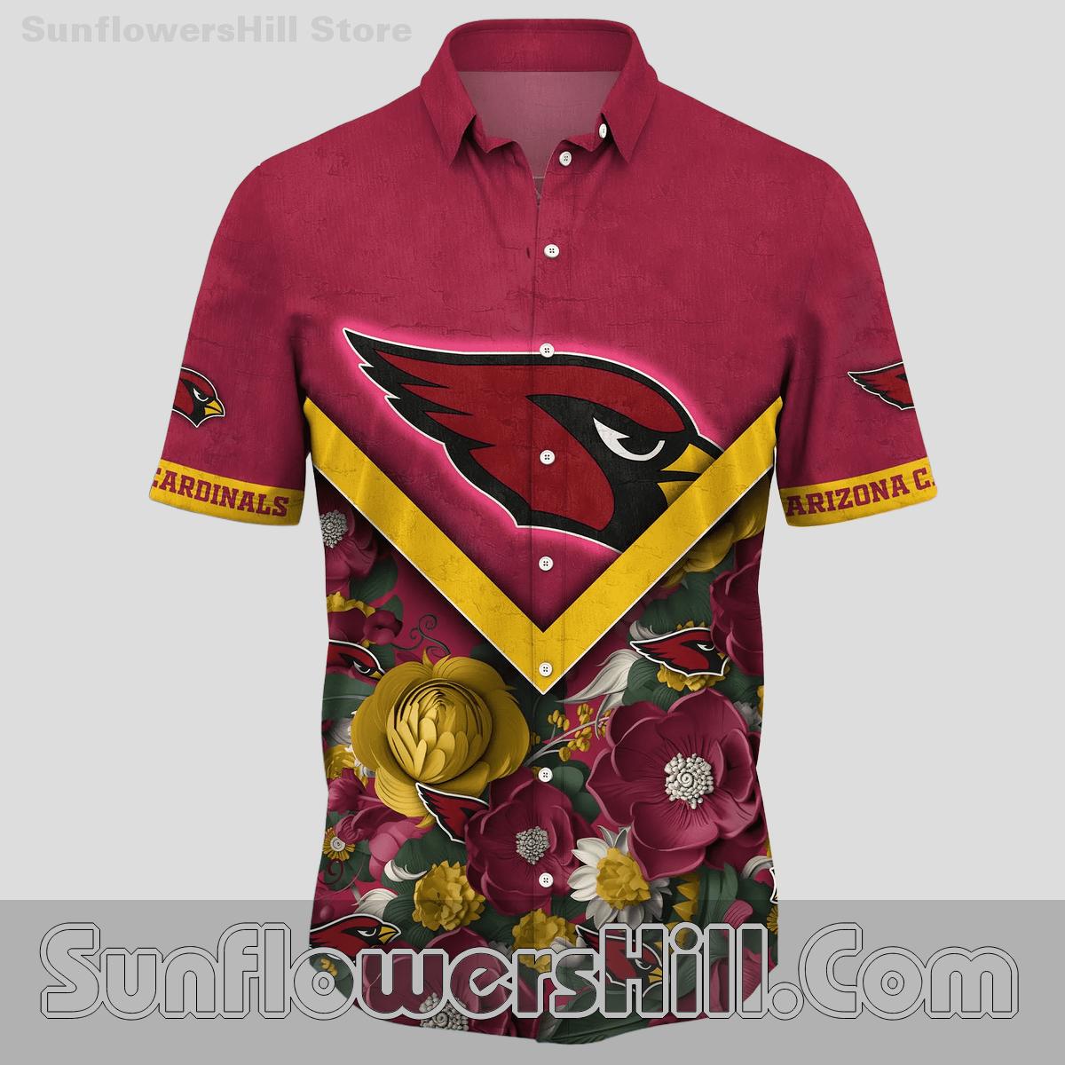 Arizona Cardinals Bloom Print Relaxed Fit Shirt for Super Bowl Watch Parties