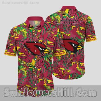 Arizona Cardinals Burgundy Leaf Hawaiian Shirt for Game Day Tailgates