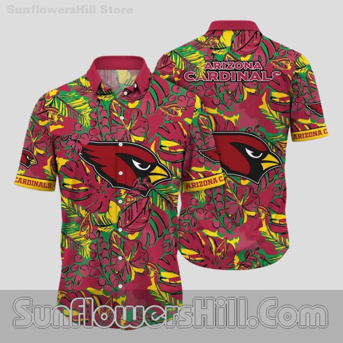Arizona Cardinals Burgundy Leaf Hawaiian Shirt for Game Day Tailgates