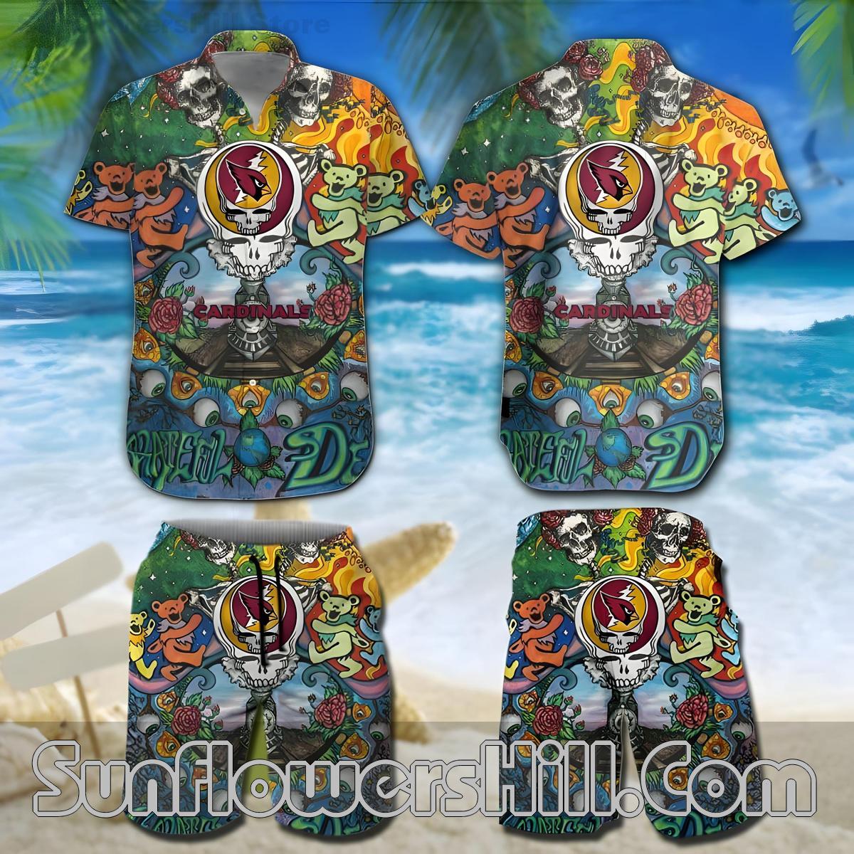 Arizona Cardinals Grateful Bear Hawaiian Shirt for Beach Party Fans