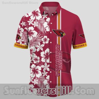 Arizona Cardinals Hibiscus Stripe Button Up Shirt for Football Weekends