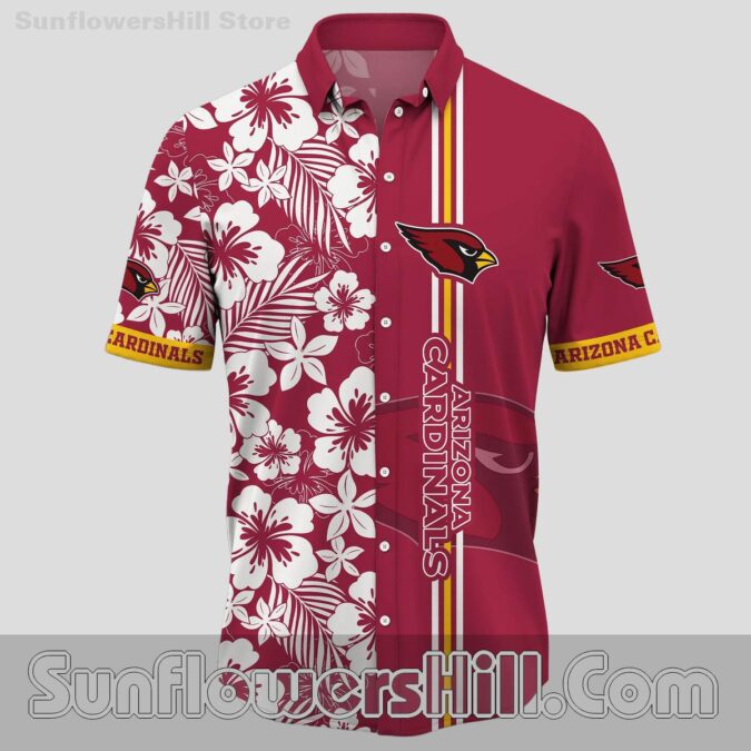 Arizona Cardinals Hibiscus Stripe Button Up Shirt for Football Weekends