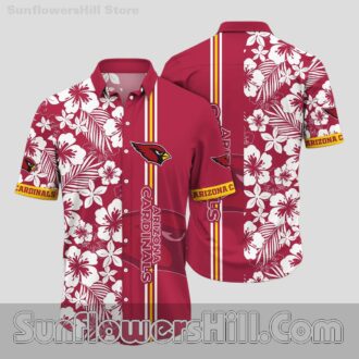 Arizona Cardinals Hibiscus Stripe Button Up Shirt for Football Weekends