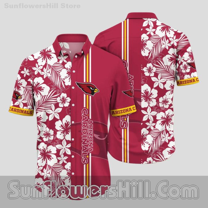 Arizona Cardinals Hibiscus Stripe Button Up Shirt for Football Weekends
