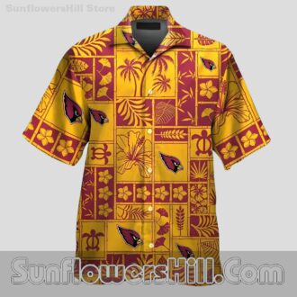 Arizona Cardinals Red Gold Mosaic Print Short Sleeve Shirt for Football Sundays