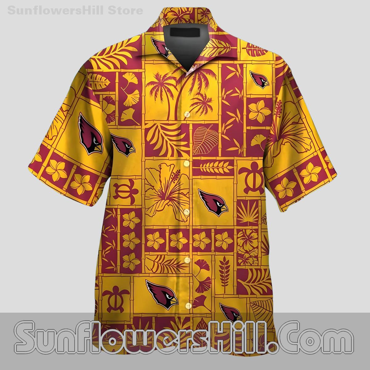 Arizona Cardinals Red Gold Mosaic Print Short Sleeve Shirt for Football Sundays