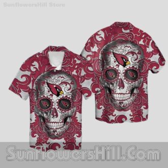 Arizona Cardinals Red Sugar Skull Button Up Shirt for Unisex Fan Outfits