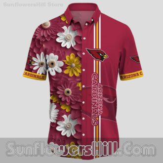 Arizona Cardinals Red White Yellow Daisy Bloom Casual Shirt for Football Family Gatherings