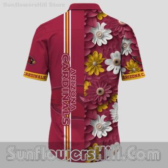 Arizona Cardinals Red White Yellow Daisy Bloom Casual Shirt for Football Family Gatherings