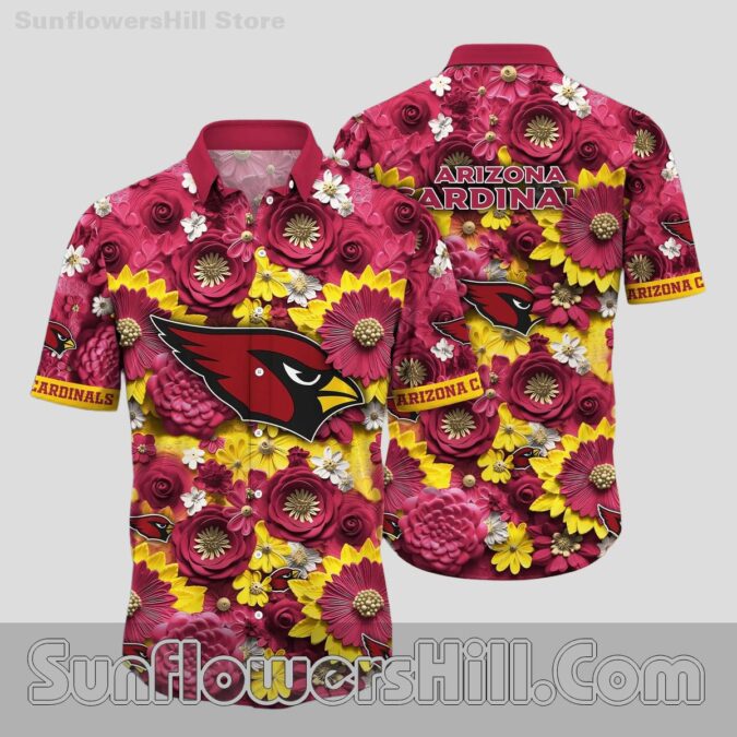 Arizona Cardinals Rose Garden & Yellow Daisy Aloha Shirt for Unisex Everyday Wear