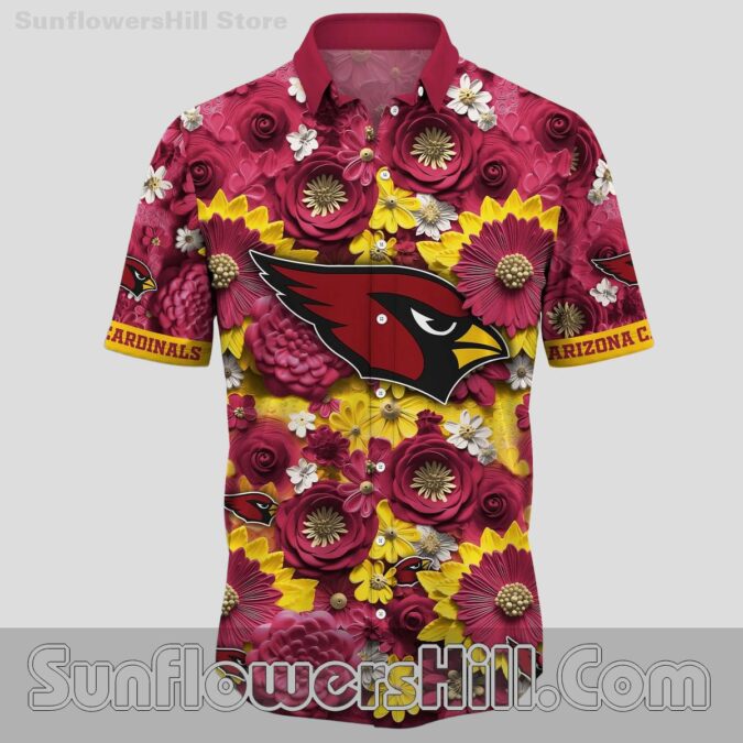 Arizona Cardinals Rose Garden & Yellow Daisy Aloha Shirt for Unisex Everyday Wear