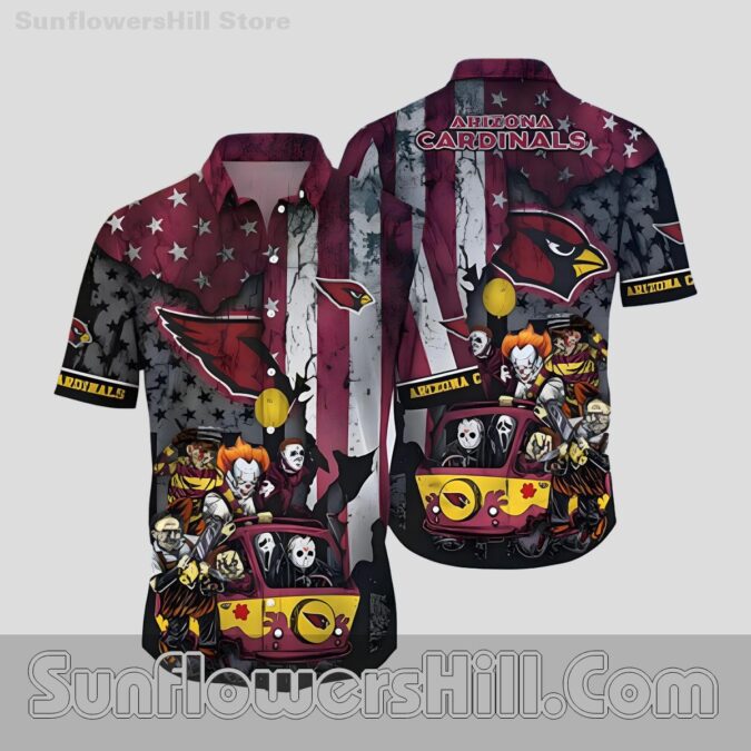 Arizona Cardinals Scary Movie Mashup Short Sleeve Shirt for Football Lovers