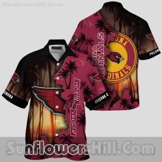 Arizona Cardinals Sunset Coconut Tree Hawaiian Shirt for Game Day Fans
